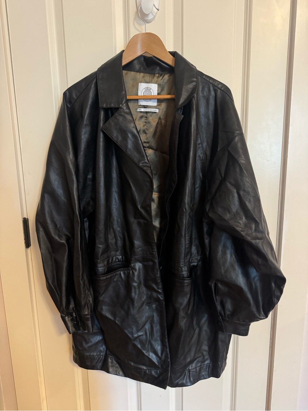 Urban Outfitters Black Leather Trench